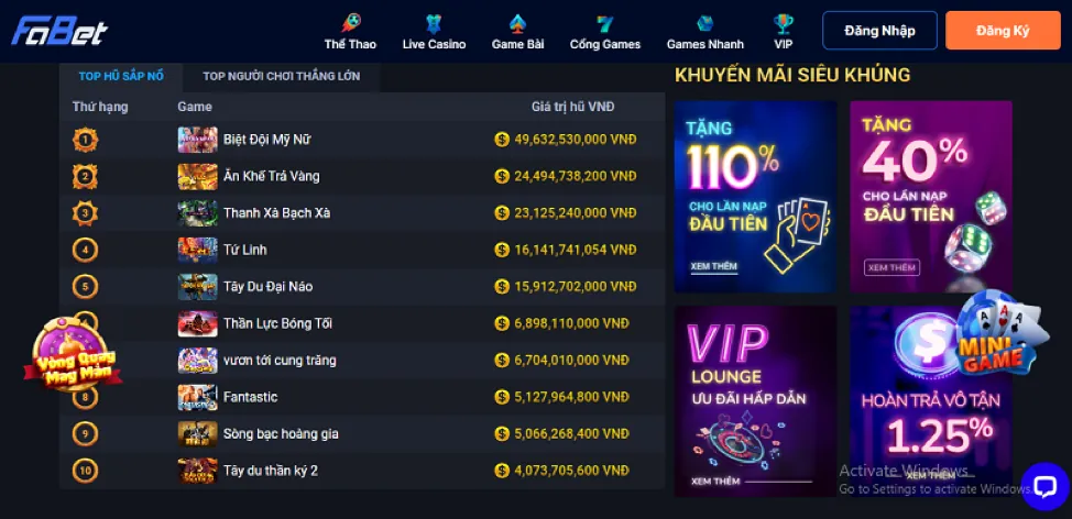 Các loại trò chơi tại galaxy6623 win